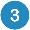 A white number 3 in the middle of a blue circle.
