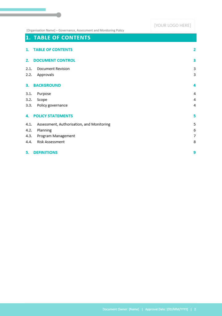 Table of contents