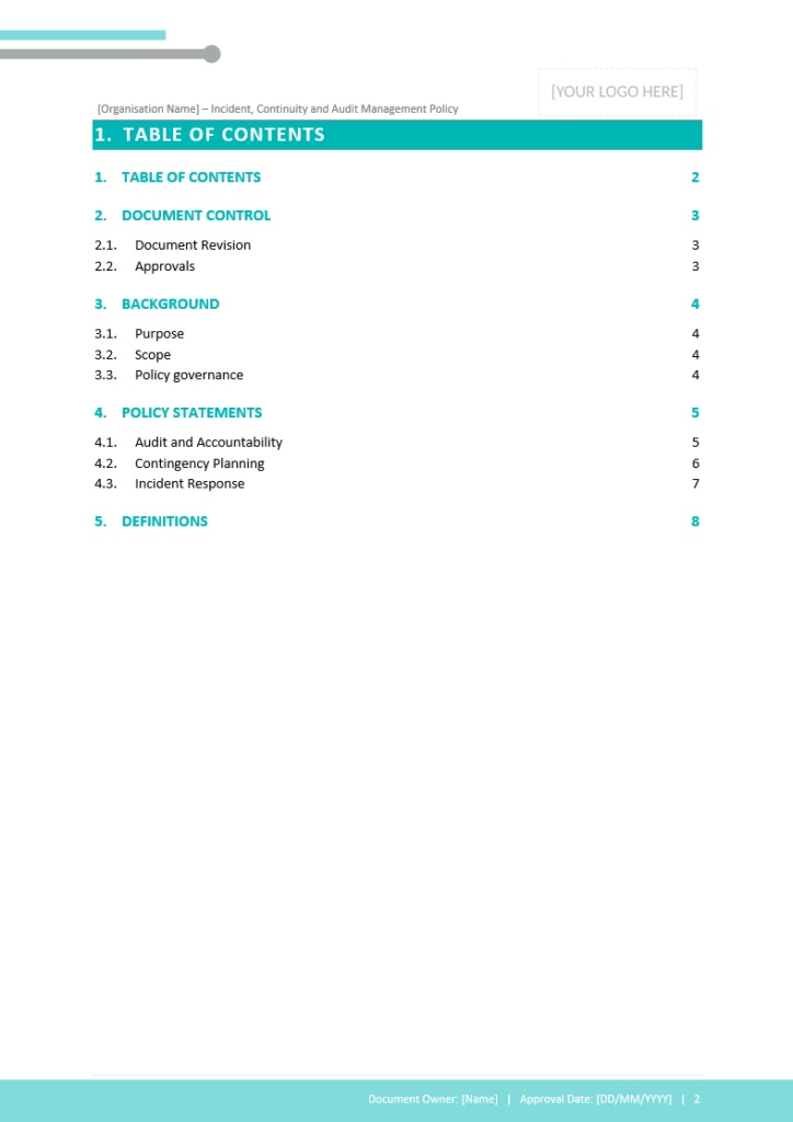 Table of contents