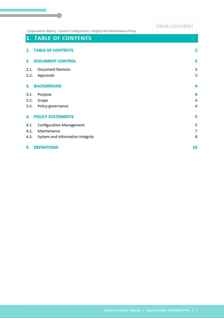 Table of contents