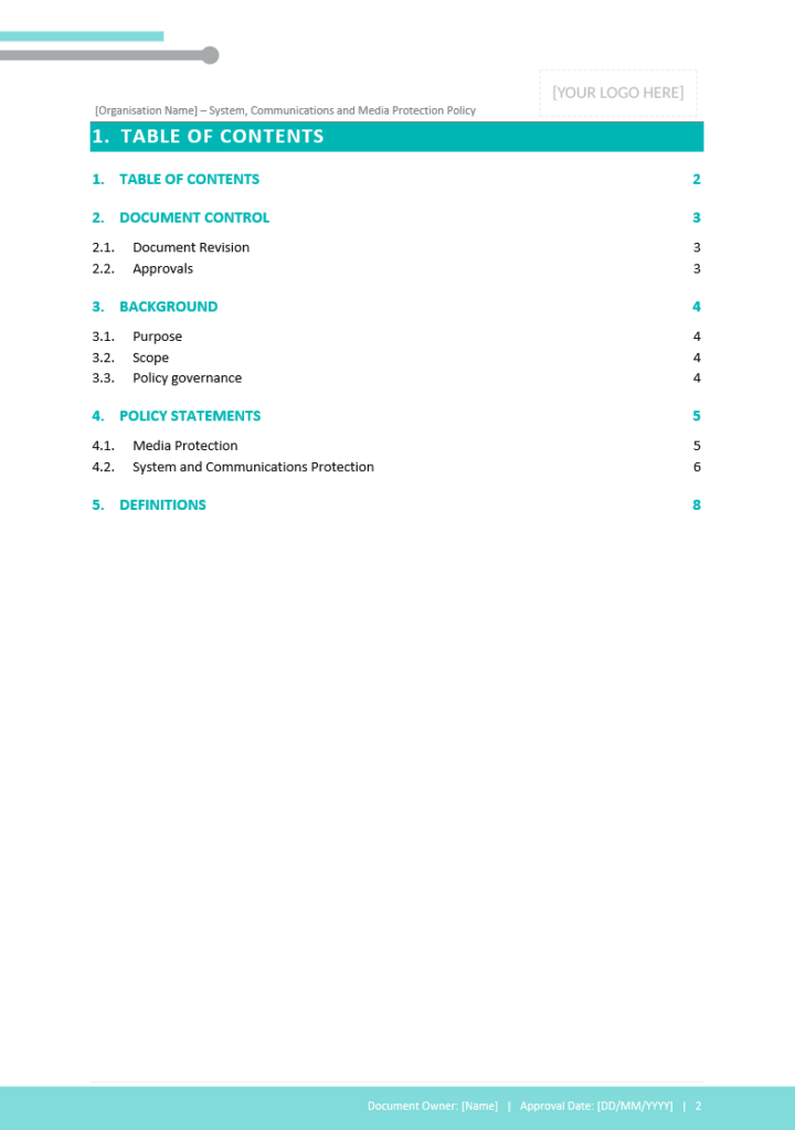 Table of contents
